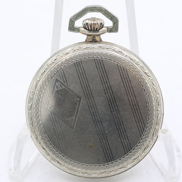 Antique 12s 1919 Elgin Pinstriped 17 Jewel Pocket Watch 345 14k White GF USA