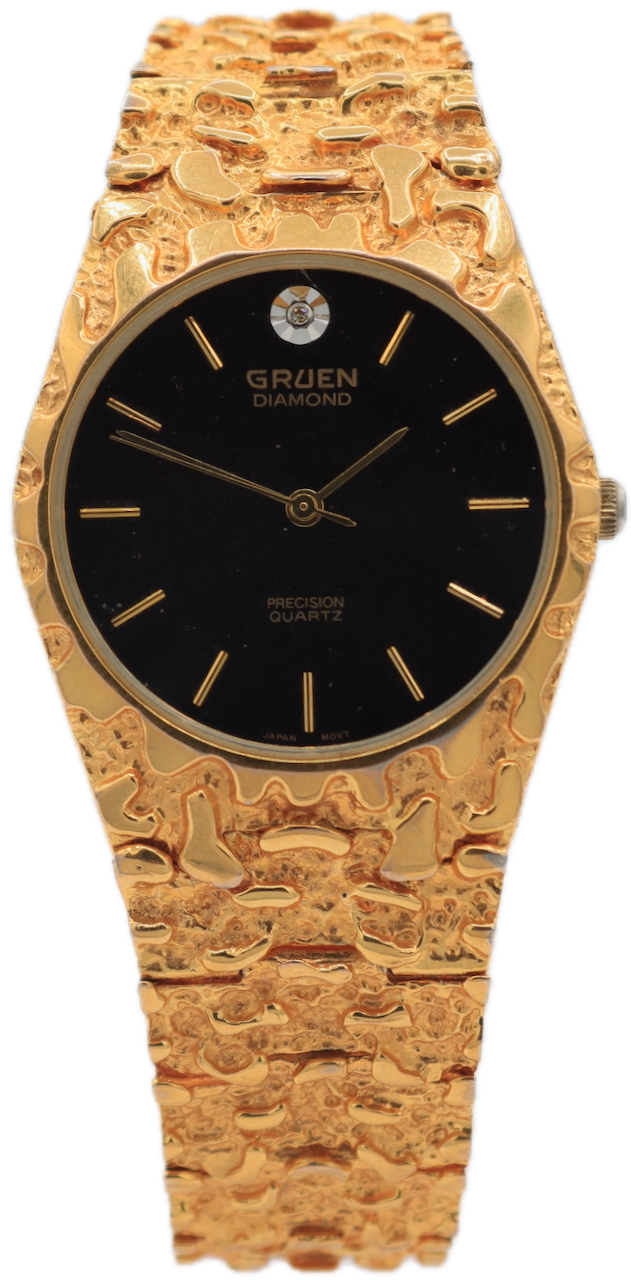 Vintage Gruen Diamond Nugget Style Ladies Quartz Wristwatch Japan