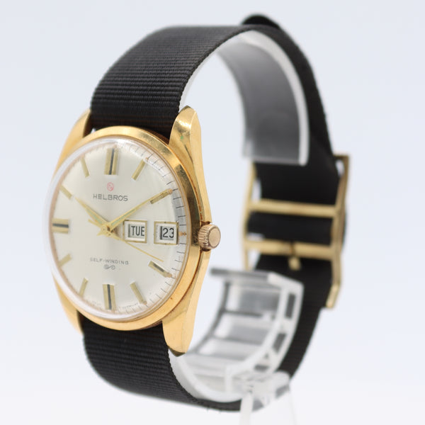 Vintage Helbros Day Date Men's Automatic Wristwatch West Germany Gold Plated