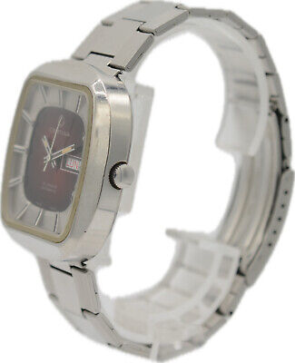 Vintage Certina TV DIal 25 Jewel Men's Automatic Wristwatch ETA 2789 Steel Red