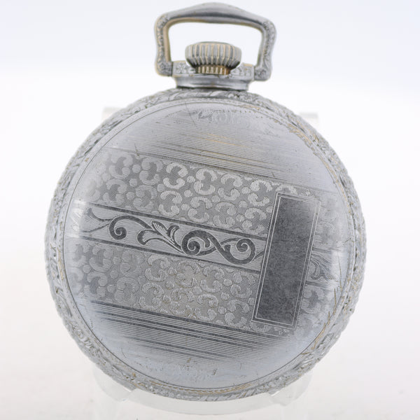 Antique 16 Size Waltham 17 Jewel Mechanical Pocket Watch 625 Chrome Plated