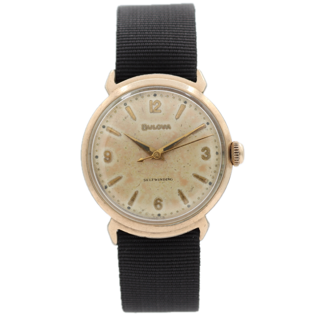 Vintage 1962 Bulova Linen Dial Men's Automatic Wristwatch 11 AFAC Swiss 10k RGP