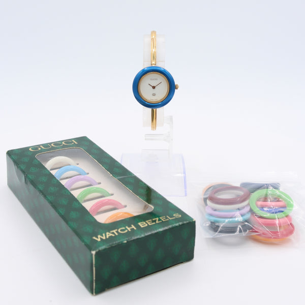 26mm Gucci 11/12 Swap Bezel Ladies Quartz Wristwatch Swiss Gold Plated