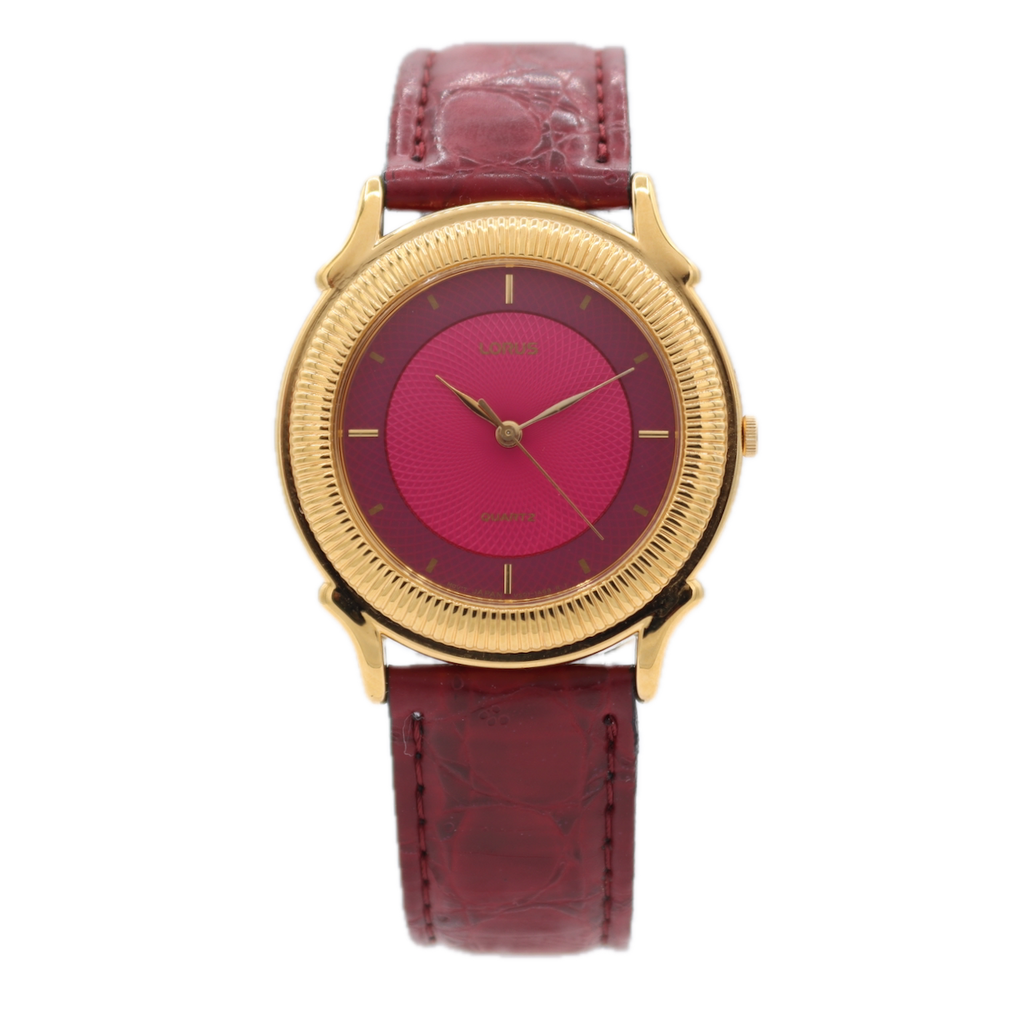 32mm Lorus V501-6H90 Pink Dial Ladies Quartz Wristwatch Japan Gold Tone W/ Box