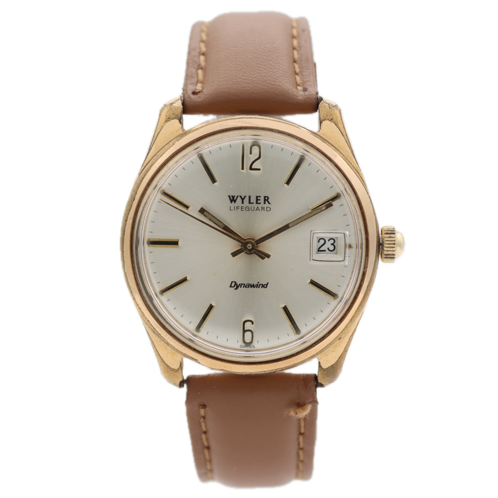 Vintage Wyler Lifeguard Men's Automatic Wristwatch Swiss Gold Tone Dynawind