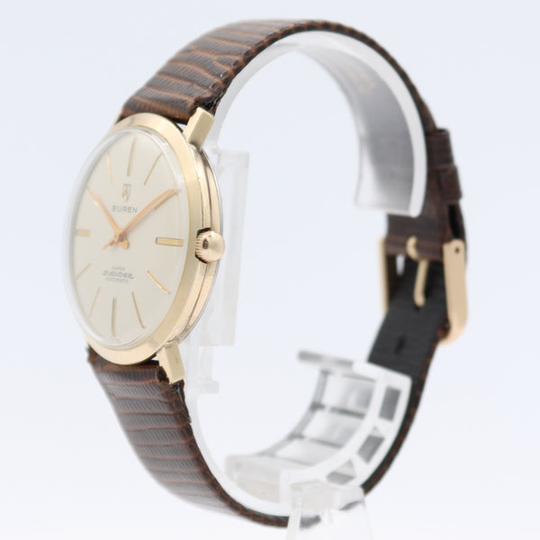 Vintage 34mm Buren Super Slender Men's Micro Rotor Automatic Wristwatch 10k RGP