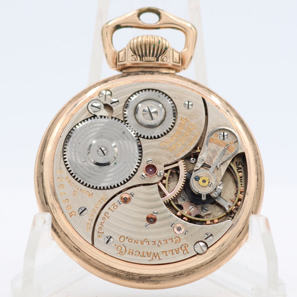 Vintage 18s 1930 Ball 21j Mechanical Railroad Pocket Watch 999P 10k GF USA