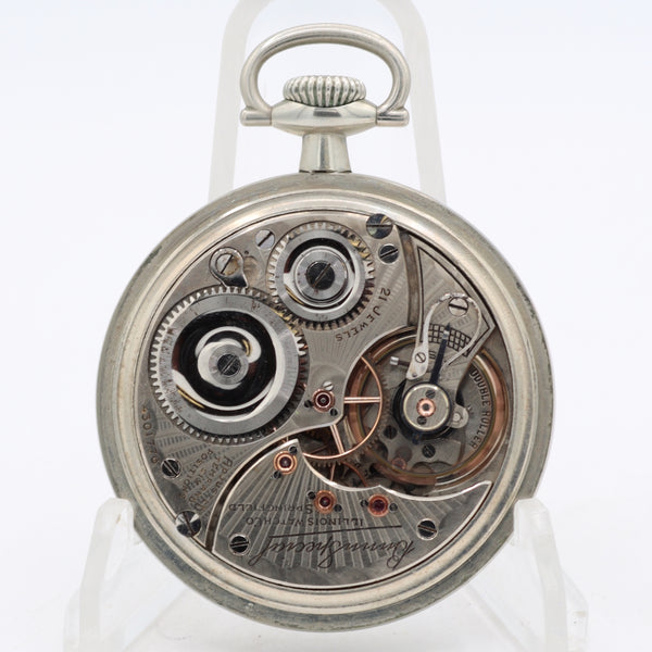 Antique 18s 1923 Illinois 21j Railroad Pocket Watch Bunn Special Silverode USA