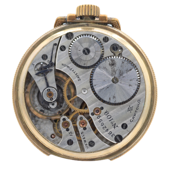 Antique 18s 1917 Hampden 15 Jewel Mechanical Open Face Pocket Watch 109 USA