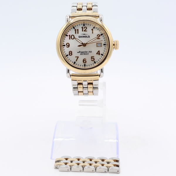 Vintage 36mm Shinola Runwell MOP Dial Men's Quartz Wristwatch Argonite-705