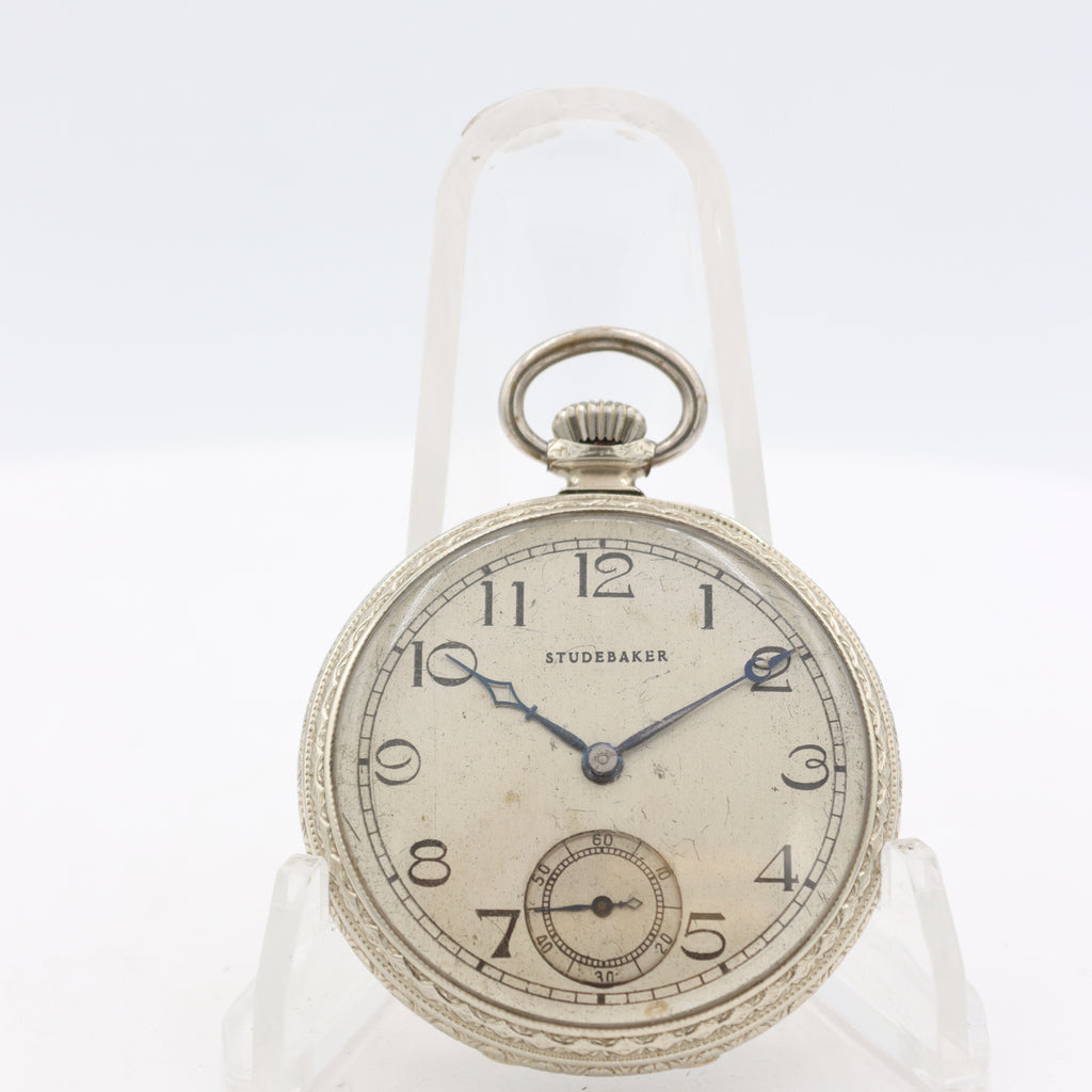 Antique 12s 1924 South Bend 21 Jewel Pocket Watch Studebaker 14k White GF