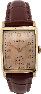 Vintage Concord 17 Jewel Men's Mechanical Wristwatch 500 14k Gold Filled Tank
