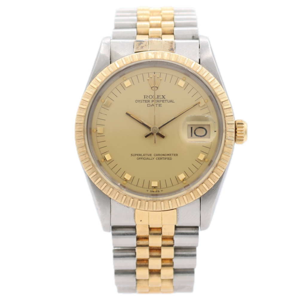 Vintage 34mm Rolex 15053 Date Men's Automatic Wristwatch 3035 Steel & Gold