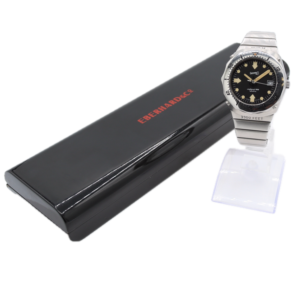 Vintage Eberhard & Co. Scafograph 1000 Men's Quartz Wristwatch Steel With Box