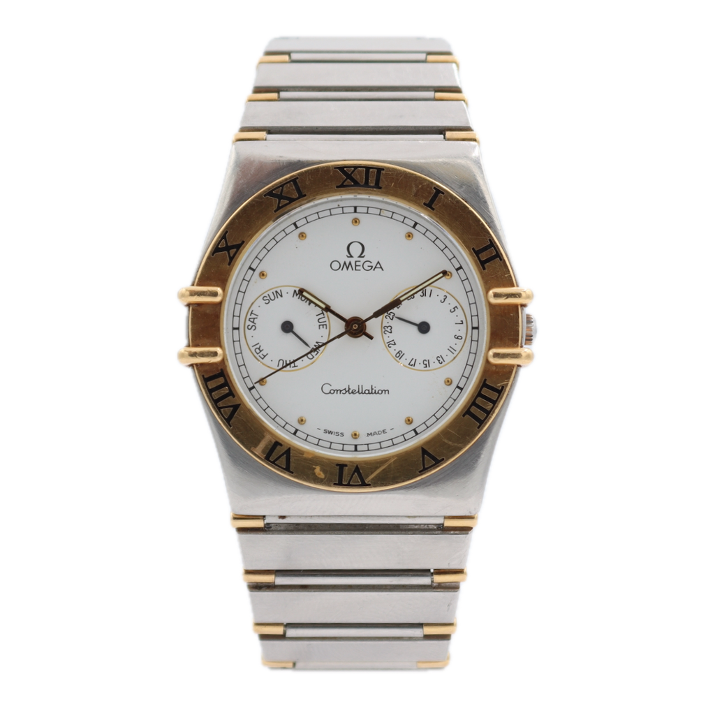 Vintage 34mm Omega 396.1070 Constellation Men's Quartz Wristwatch 1445 Two Tone