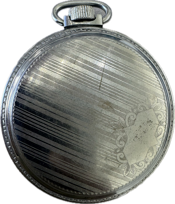 Antique New Era Pinstriped Multi color Mechanical Pocket Watch Chrome Swiss