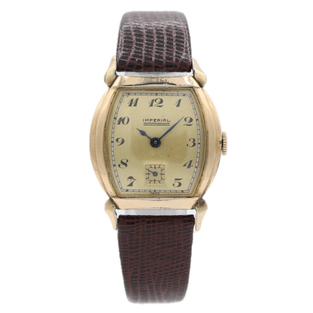 Vintage 28mm Imperial Art Deco Men's Mechanical Wristwatch 1046 Swiss 10k RGP