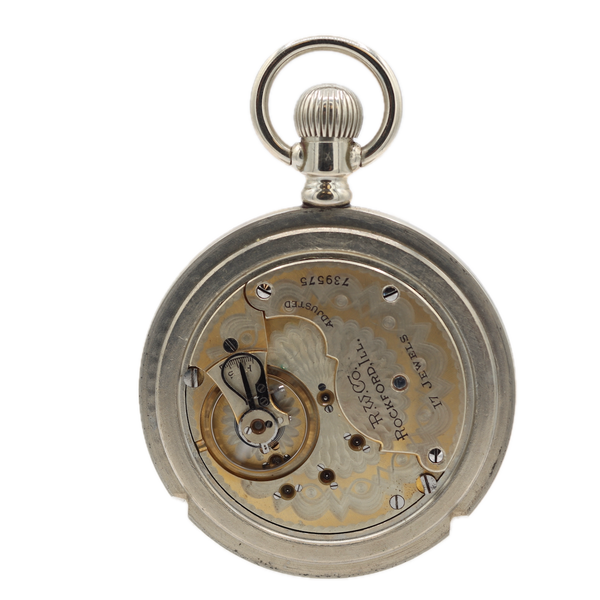 Antique 18s 1908 Rockford Locomotive 17 Jewel Pocket Watch 925 Two Tone