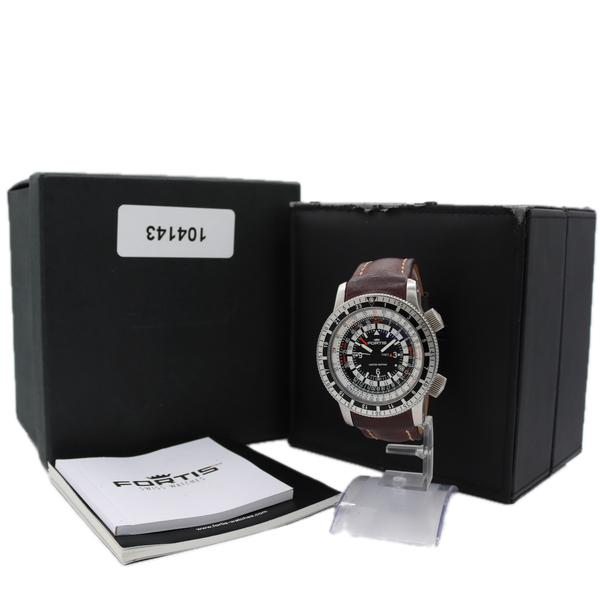 Fortis 669.10.148 B-47 Calculator GMT Men's Automatic Wristwatch 3 Time Zones