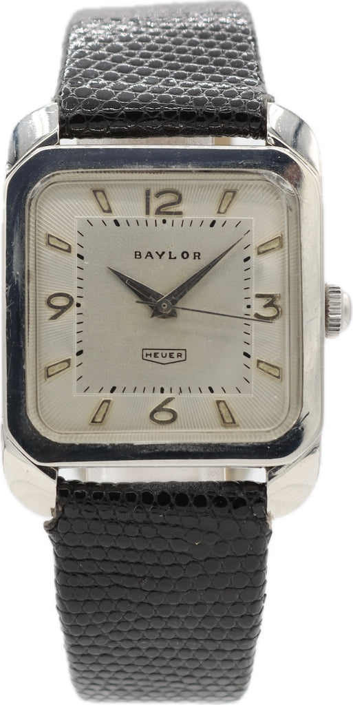 Vintage 30mm Baylor Heuer Rare Square Case Men's Mechanical Wristwatch Steel