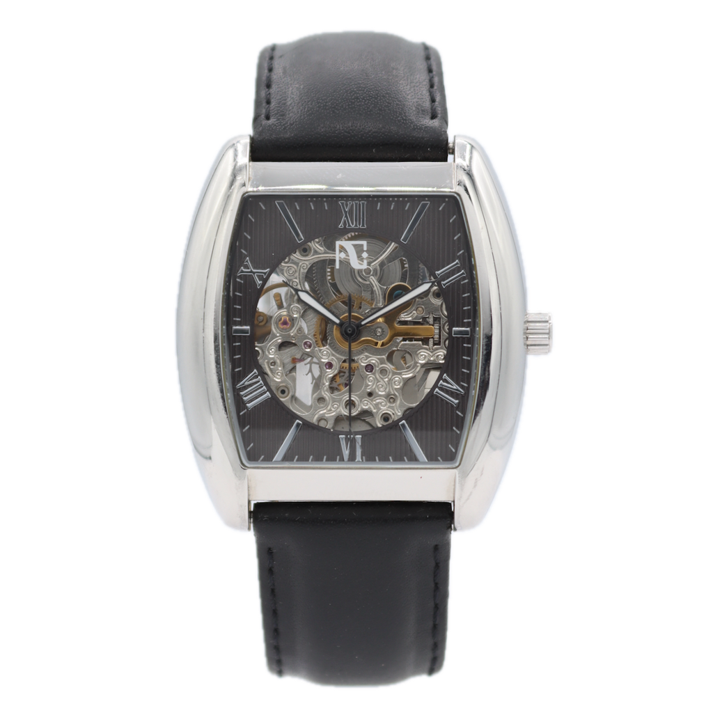 38.5mm Auguste Galen Skeleton Dial Men's Automatic Wristwatch Stainless Steel