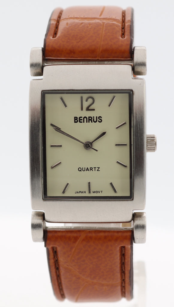 Benrus PM203BR Flex Lugs Men's Quartz Wristwatch 245 Japan Steel & Chrome