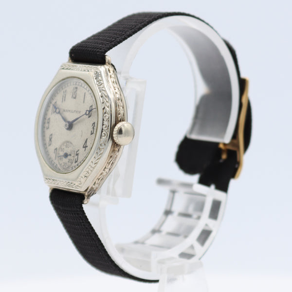 Vintage Hamilton Art Deco Ladies Mechanical Wristwatch 979 USA 14k White GF