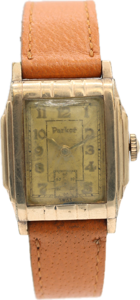 Vintage Parker Men's Mechanical Wristwatch 10S36W 10k Gold Filled Art Deco