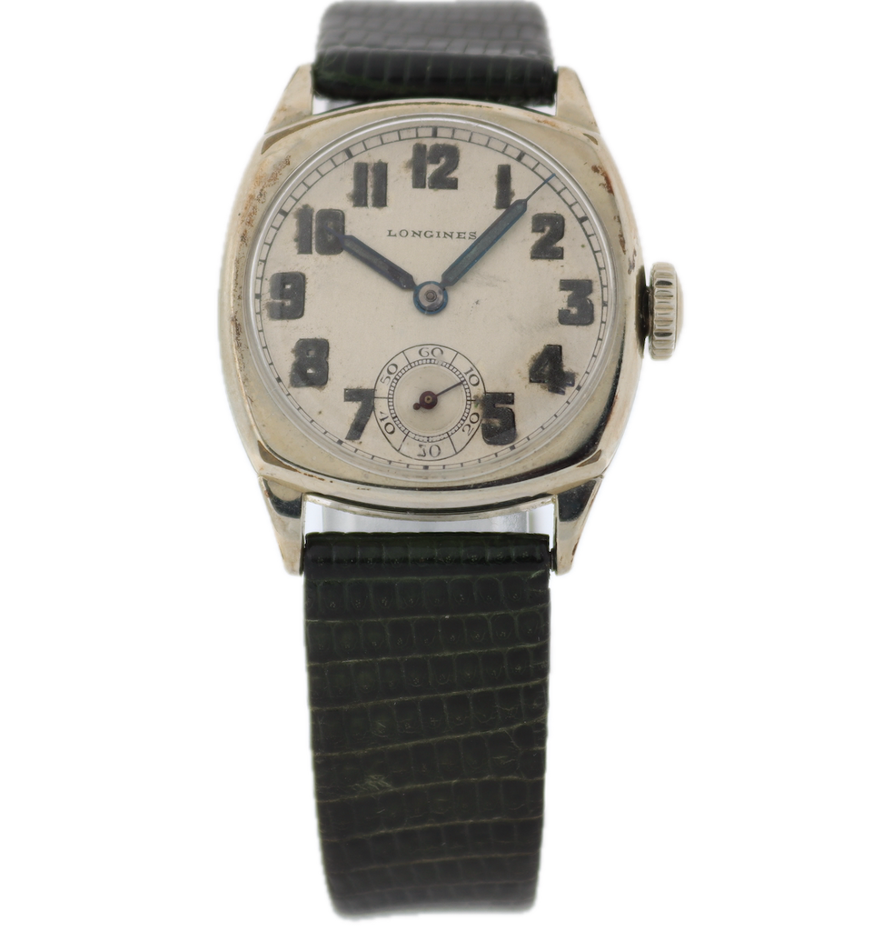 Vintage Longines Cushion Men's Mechanical Wristwatch 1188 Swiss 14k White GF