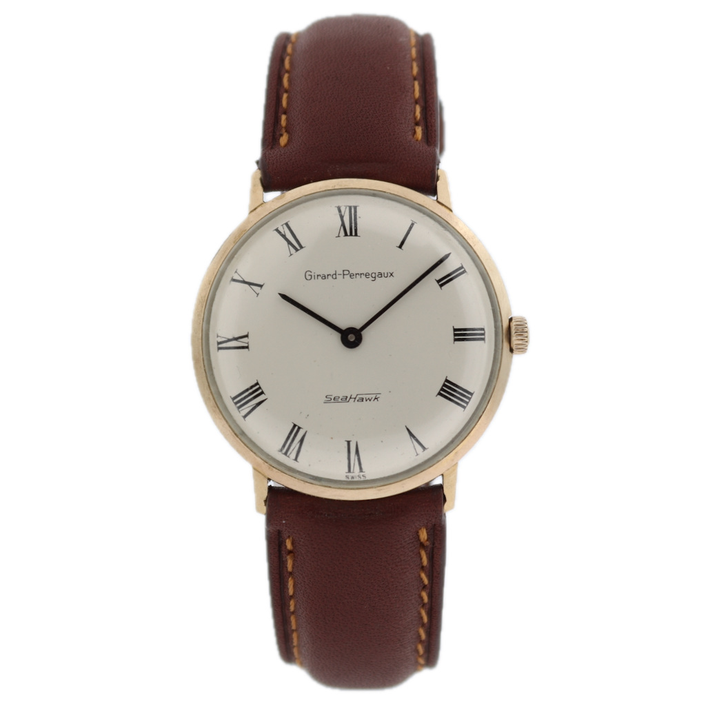 Vintage 33mm Girard Perregaux Sea Hawk Men's Mechanical Wristwatch Swiss 10k GF