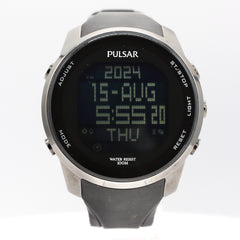 ブラズーカ 47mm Pulsar W861-x006 W861 Men's Quartz LCD Wristwatch Stainless