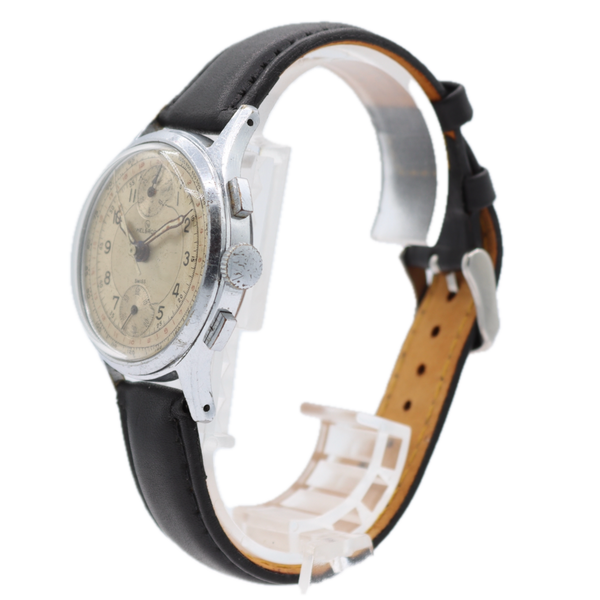 Vintage 35mm Hellbros Bullseye Dial Men's Chronograph Wristwatch Swiss Steel