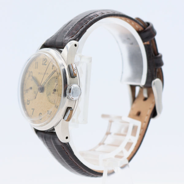 Vintage 32mm Bulova 13AK Men's Chronograph Wristwatch Valjoux 23 Swiss Steel