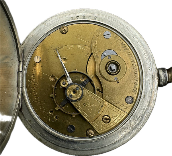 Antique 18 Size Hampden 11 Jewel Key Wind Pocket Watch Grade Hayward Silveroid