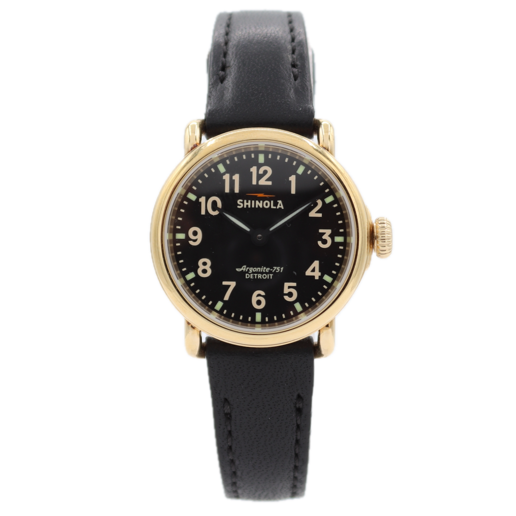 Vintage 28mm Shinola Runwell Black Ladies Quartz Wristwatch Argonite-751