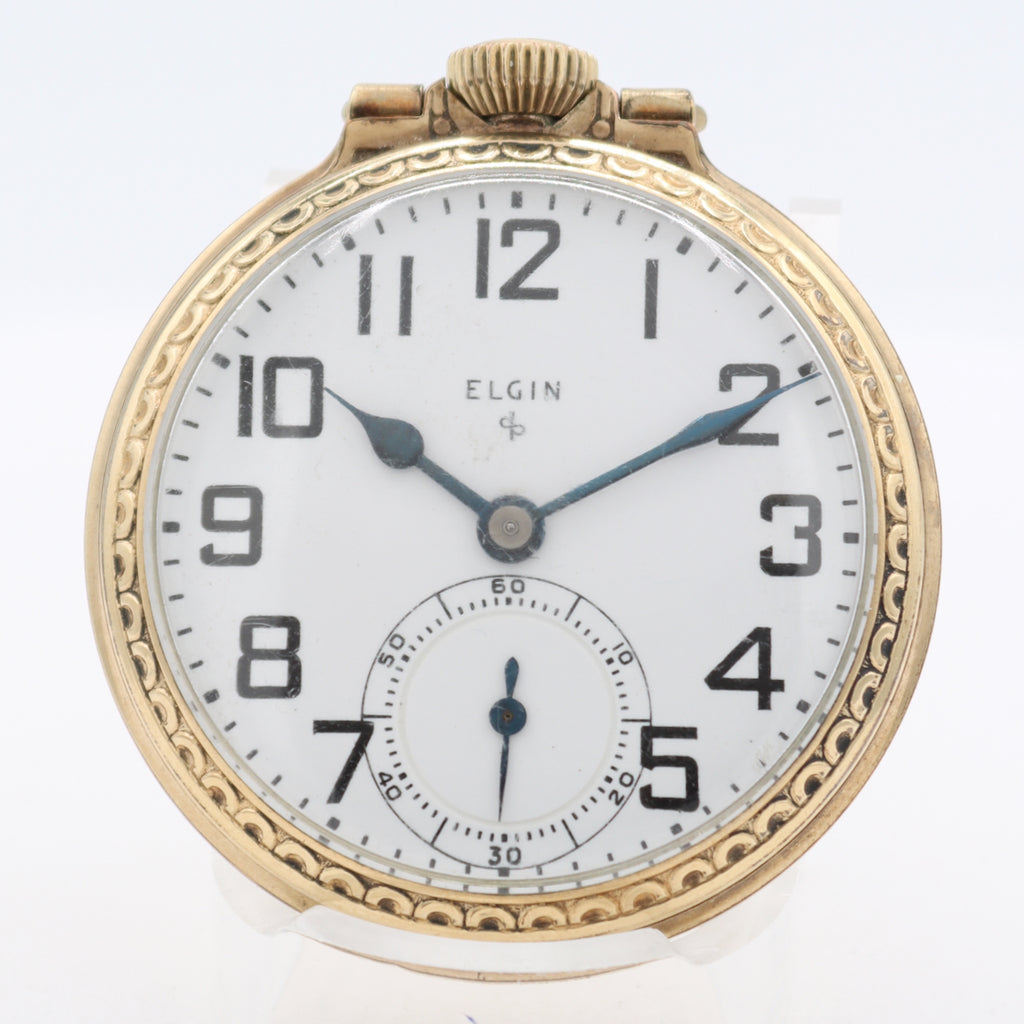 Vintage 16s 1950 Elgin 17 Jewel Mechanical Pocket Watch 574 10k RGP USA