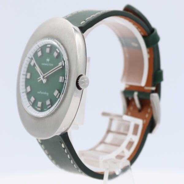 38mm Hamilton Green Dial Egg Case Men's Automatic Wristwatch 818 Swiss S.Steel