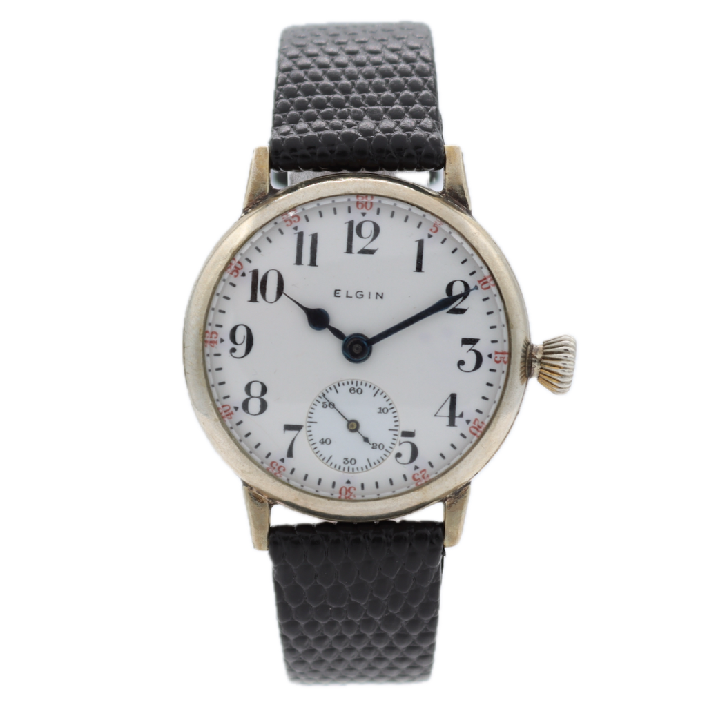 Antique 1919 Elgin WW1 Military Trench 7J Men's Mechanical Wristwatch 320 USA