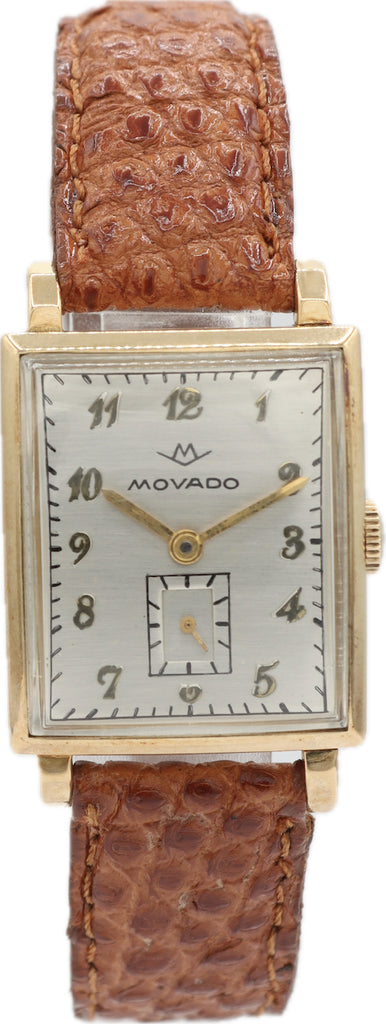 Vintage Movado Art Deco Men's Mechanical Wristwatch 375 Swiss 14k Yellow Gold