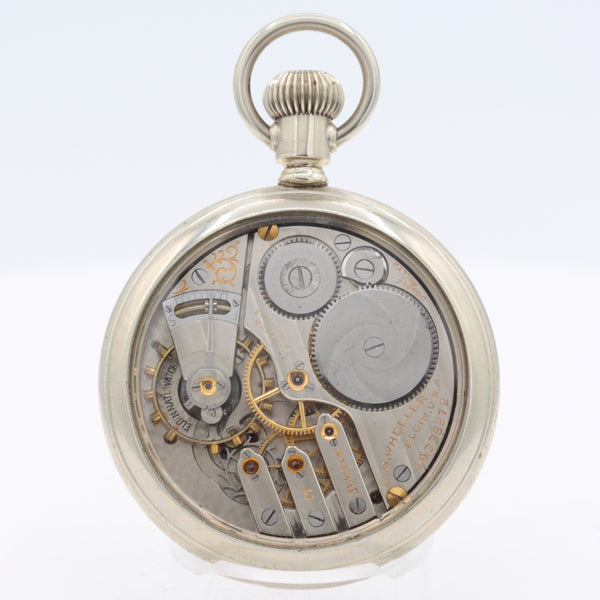 Antique 1917 Elgin G.M. Wheeler Salesman 17J Mechanical Pocket Watch 338 Nickel