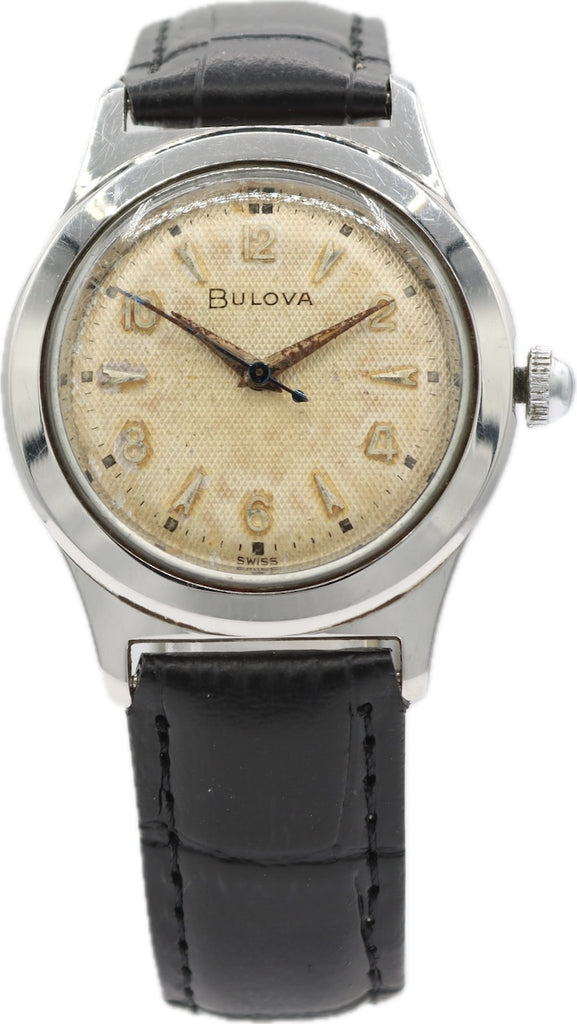 Vintage 34mm 1956 Bulova Men's Mechanical Wristwatch Swiss Stainless Steel