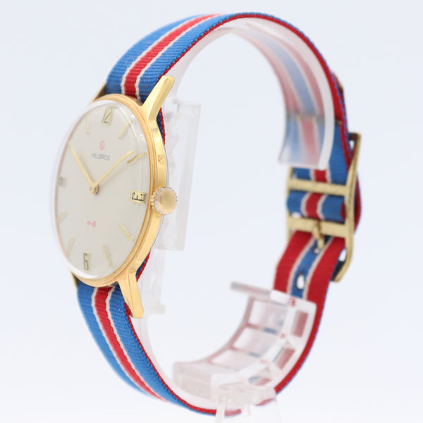 Vintage 34mm Helbros Men's Mechanical Wristwatch Savoie 238 France Gold Tone