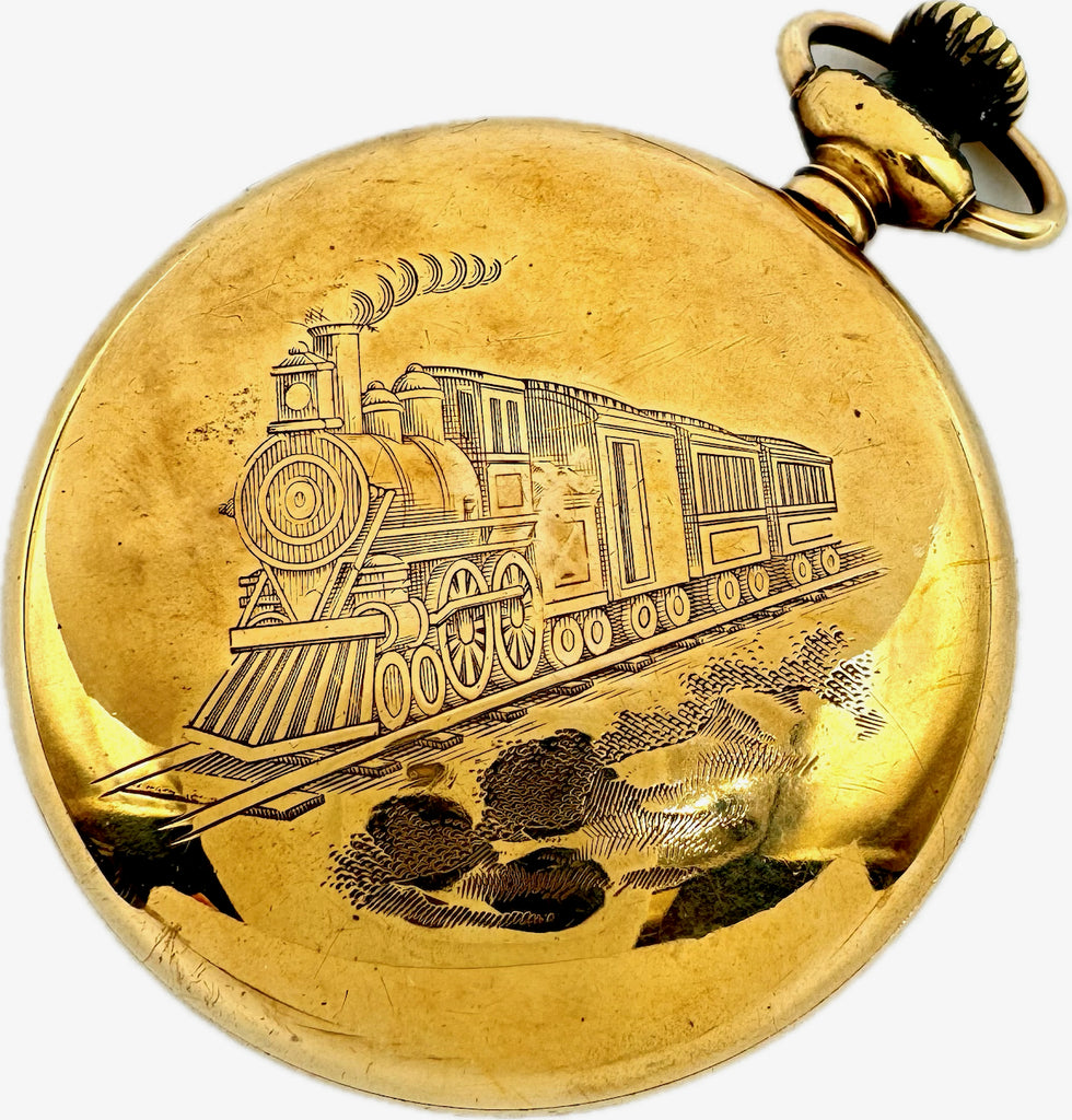 Gold railroad pocket watch best sale