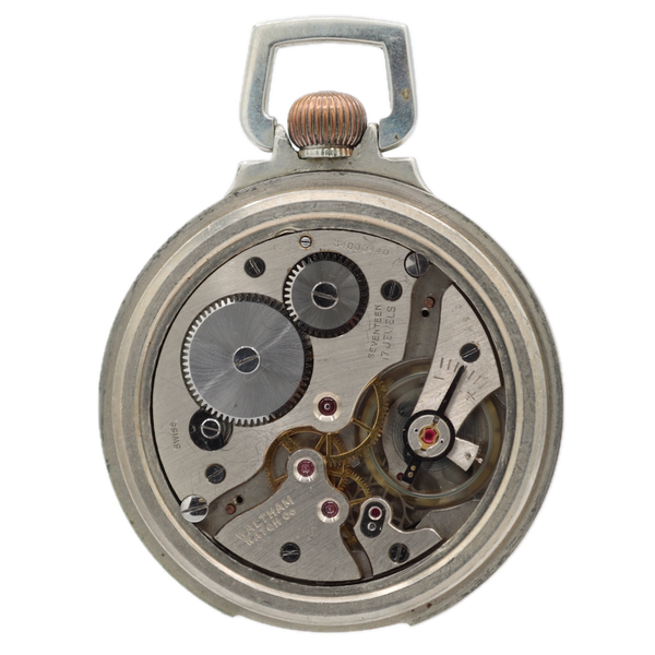 Antique 54mm Waltham Acid Etched 17 Jewel Mechanical Pocket Watch Nickel