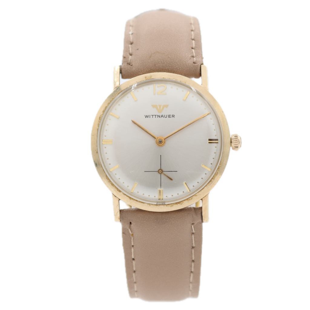 Vintage 30mm Wittnauer Sunburst Men's Mechanical Wristwatch Swiss 10k RGP