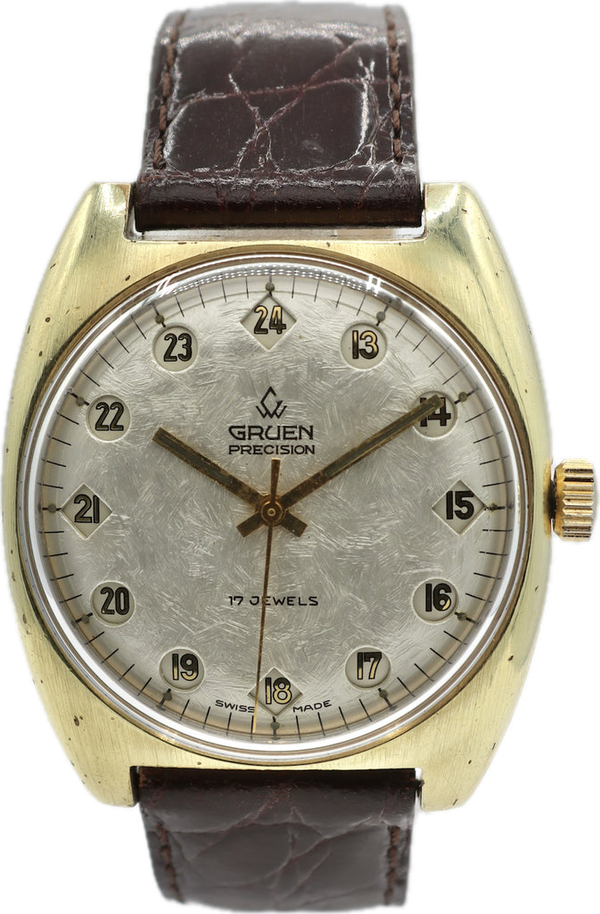 Vintage Gruen Airflight Textured Men's Mechanical Wristwatch N510SS Gold Plated