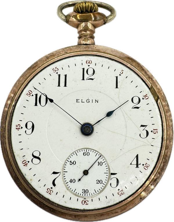 Antique 18 Size Elgin Mechanical Pocket Watch 379 Sterling Tricolor Gold Plated