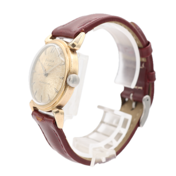 Vintage 1954 Bulova Sunburst Dial Men's Automatic Wristwatch 10 BOAC Swiss