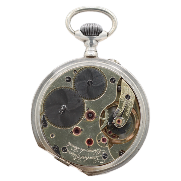 Antique Lange & Sohne Private Label Mechanical Pocket Watch Gold Hands Silver
