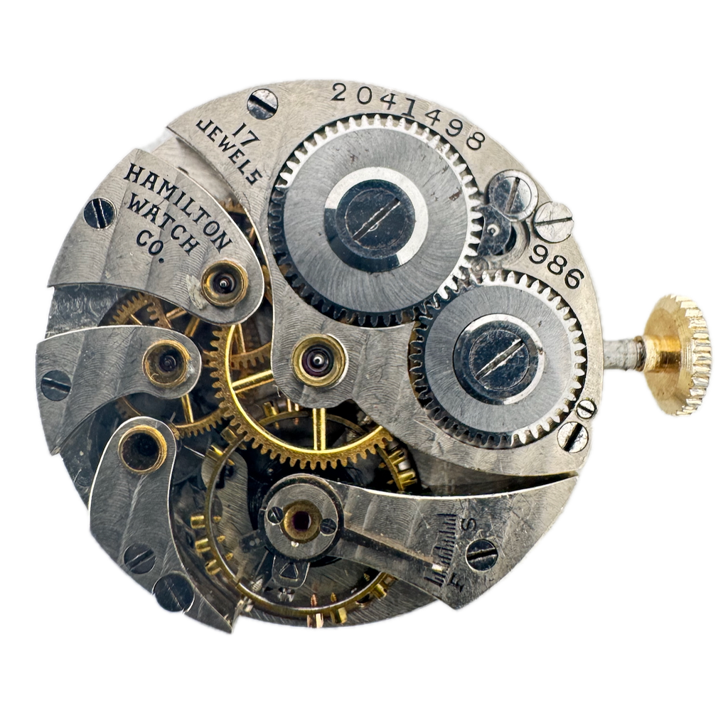 Antique 6/0s 1921 Hamilton 17j Mechanical Hunter Pocket Watch Movement 986 USA